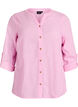 Skjortblus i bomull med v-ringning, Rosa, Packshot image number 0