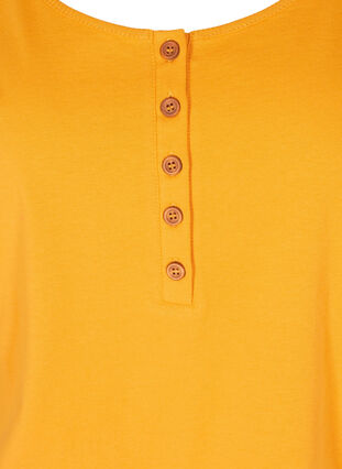 Linne med rund halsringning och knappar, Mineral Yellow, Packshot image number 2