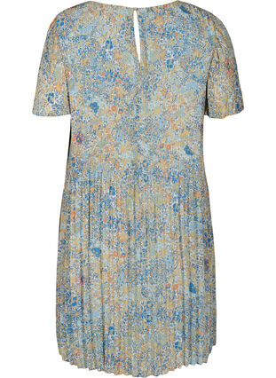 Plisserad klänning med blommönster, Light Blue Multi AOP, Packshot image number 1
