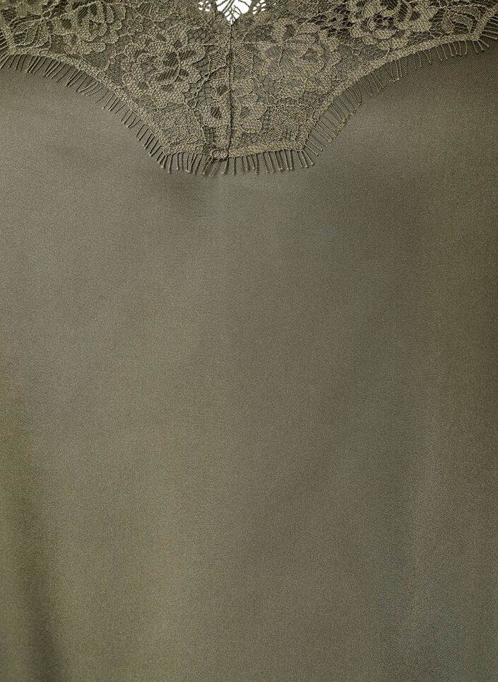 Linne med spets och asymmetrisk nederkant, Gr&ouml;n, Packshot image number 2