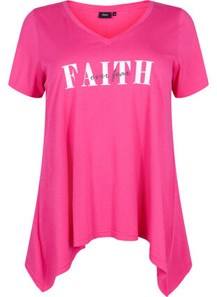 T-shirt i bomull med kort ärmar, Shocking Pink FAITH, Packshot image number 0