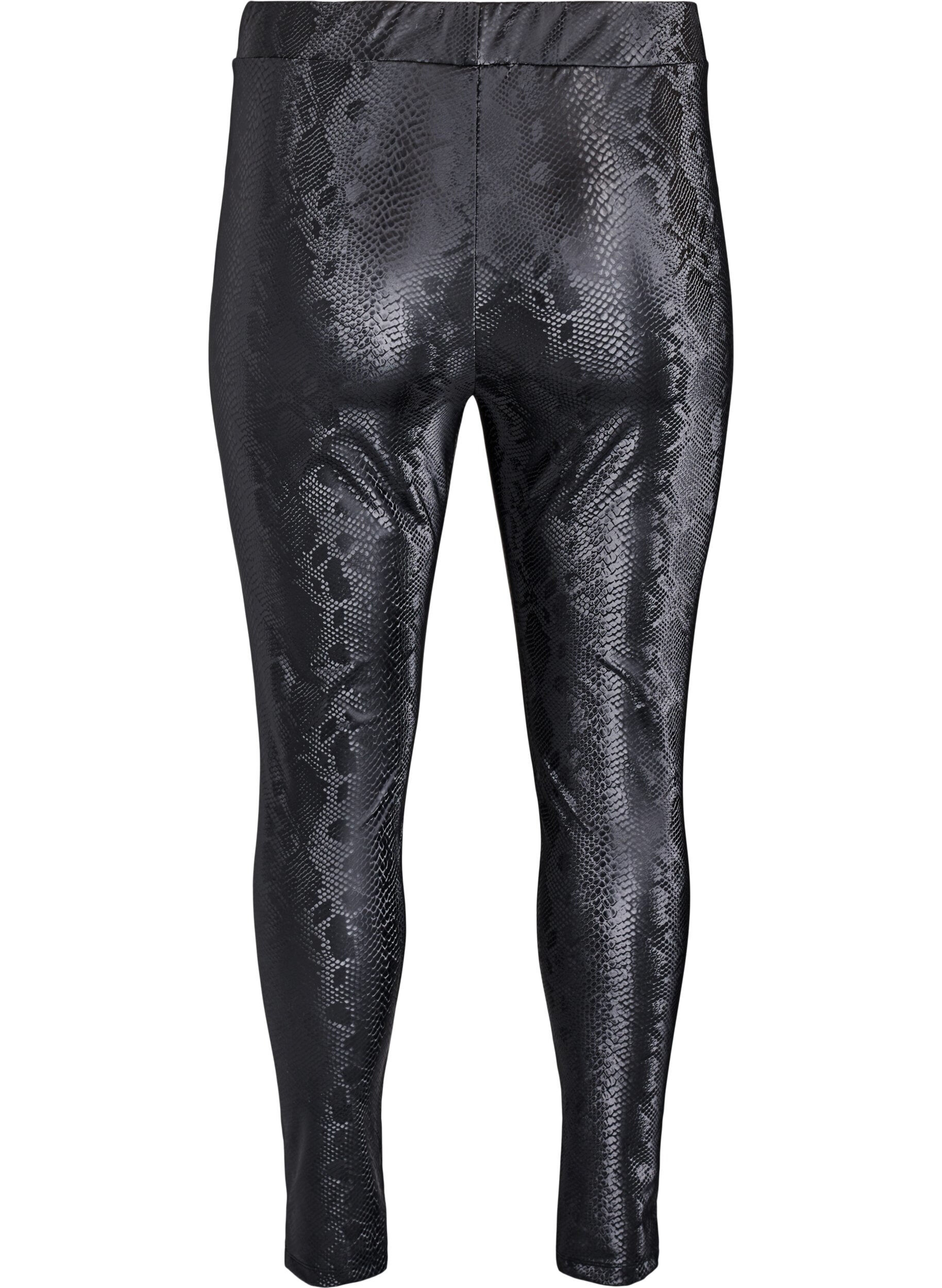 Zizzi Leggings i l&auml;derimitation med djurm&ouml;nster, Svart, Packshot image number 1
