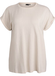 T-shirt i viskos med glitterr&auml;nder, Vanilla