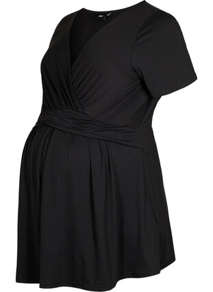 Kortärmad tröja för gravida, Black, Packshot image number 0