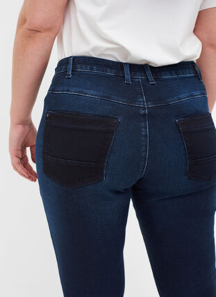Superslim Amy jeans med hög midja, Dark blue, Model image number 3