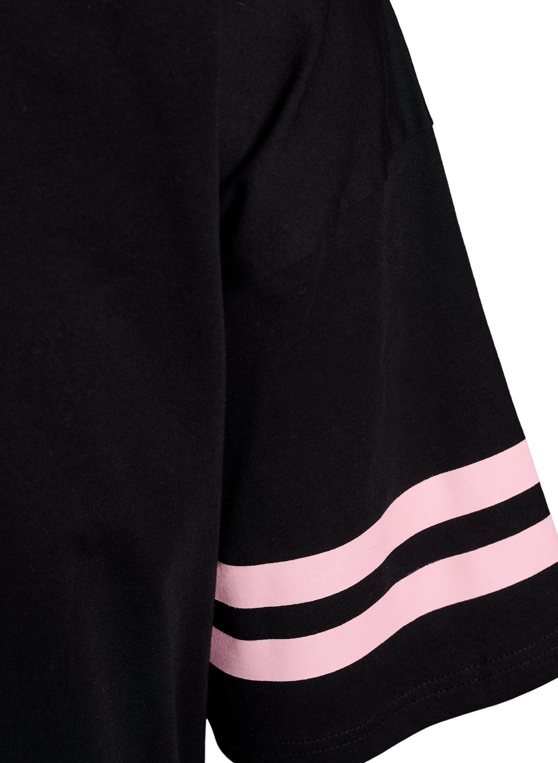 Zizzi Sportig oversized college-t-shirt, Svart, Packshot image number 3