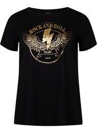 Kortärmad t-shirt i bomull med tryck , Black Rock