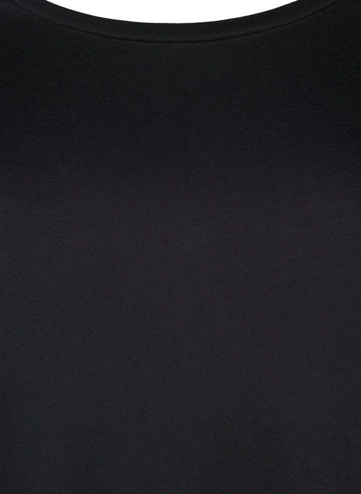L&aring;ng&auml;rmad blus i ull och viskos, Svart, Packshot image number 2