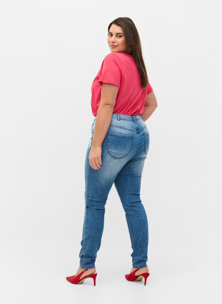 Amy jeans med super slim fit och slitna detaljer och knappar, Light blue, Model image number 1