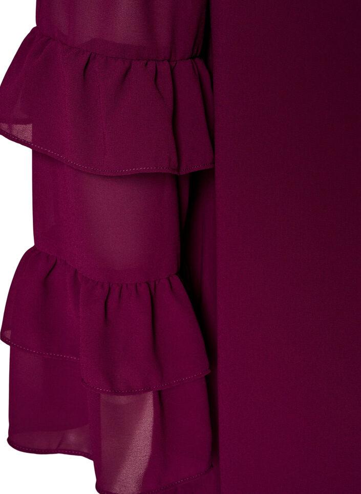 Kort kl&auml;nning med skira volang&auml;rmar, Lila, Packshot image number 3