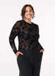 Blus i mesh med blommigt m&ouml;nster, Svart, Model image number 0