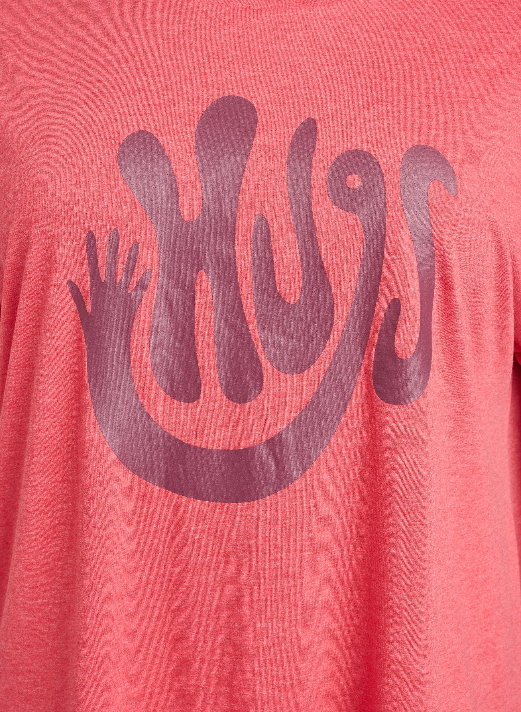 Zizzi Kort&auml;rmat nattlinne med texttryck, R&ouml;d, Packshot image number 2