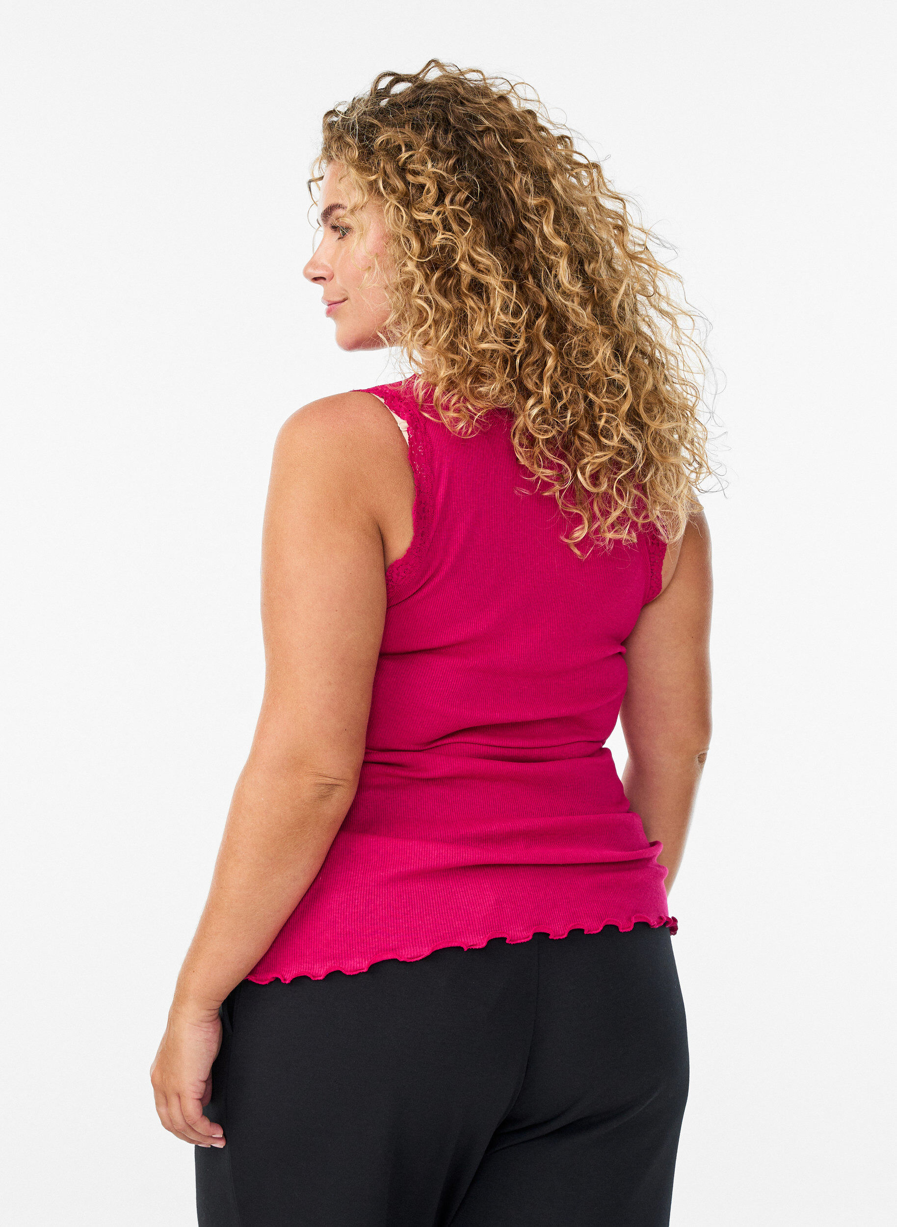 ZizziTopp med spetskant, Rosa, Model image number 2