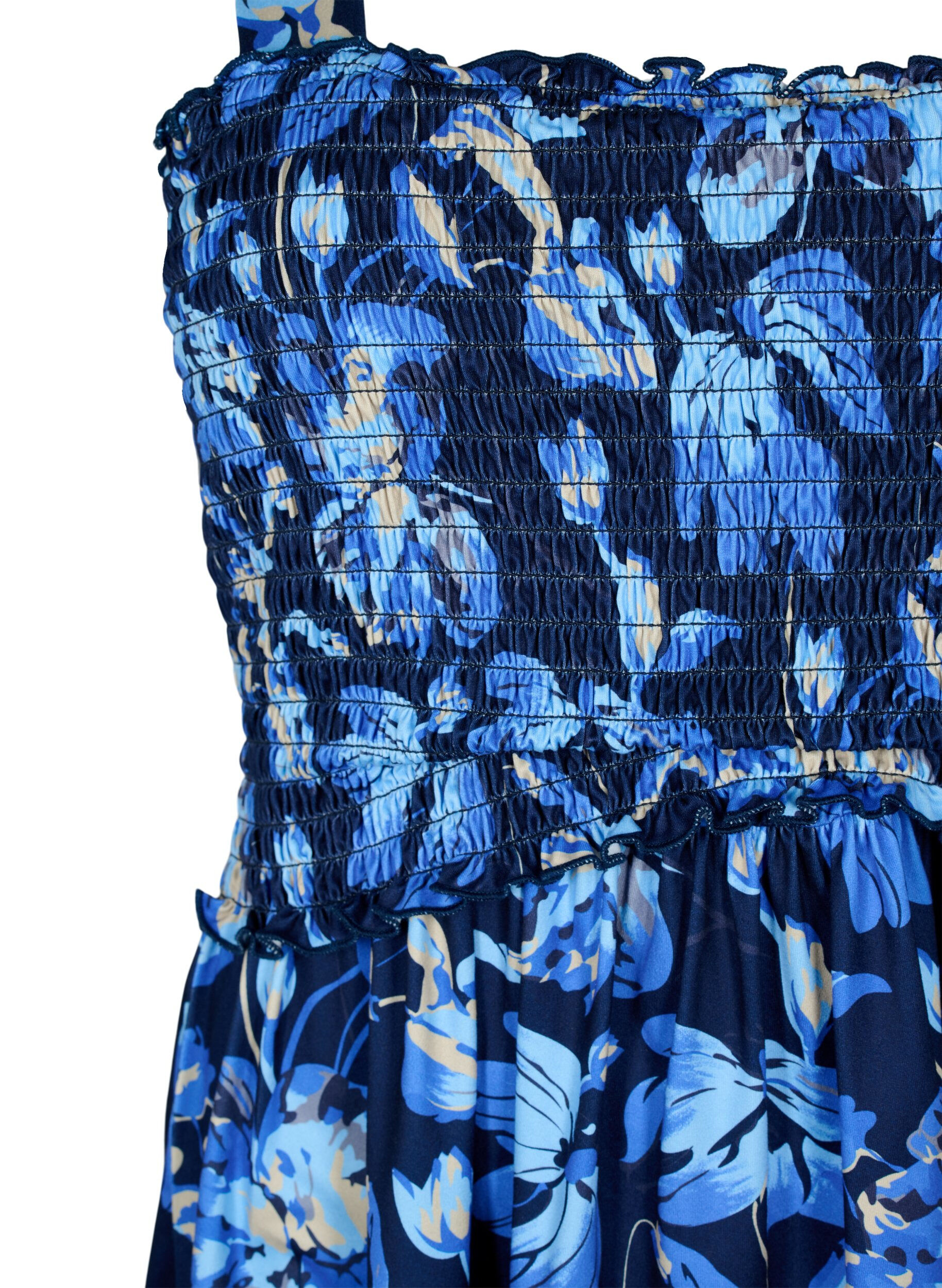 Zizzi Amningsv&auml;nlig topp med smock, Blue Flower Print, Packshot image number 2