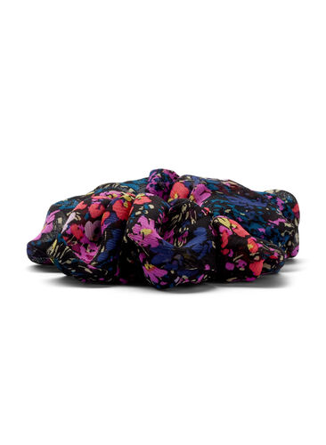 Blommig scrunchie, Black Flower Mix, Packshot image number 1