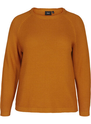 Stickad tröja med rund halsringning, Buckthorn Brown, Packshot image number 0