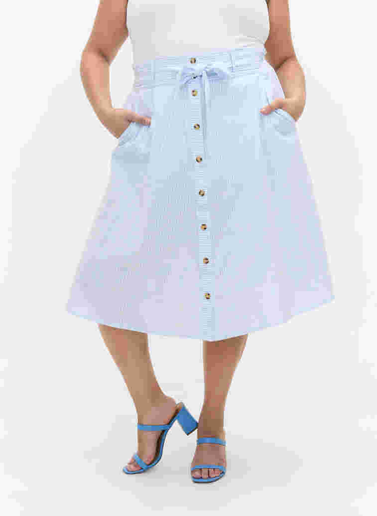 Bomullskjol med ränder och fickor, Blue Bell Stripe, Model image number 2