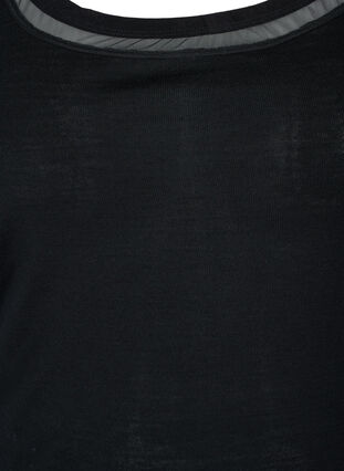 Linne i mjuk ull med en kant i mesh, Black, Packshot image number 2