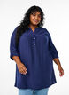 Tunika i bomullsmuslin med broderie anglaise, Bl&aring;, Model image number 0