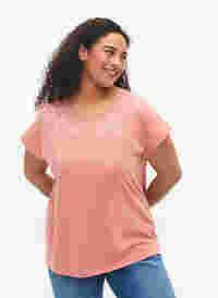 T-shirt i bomull med tryck, Old Rose W. Leaf, Model