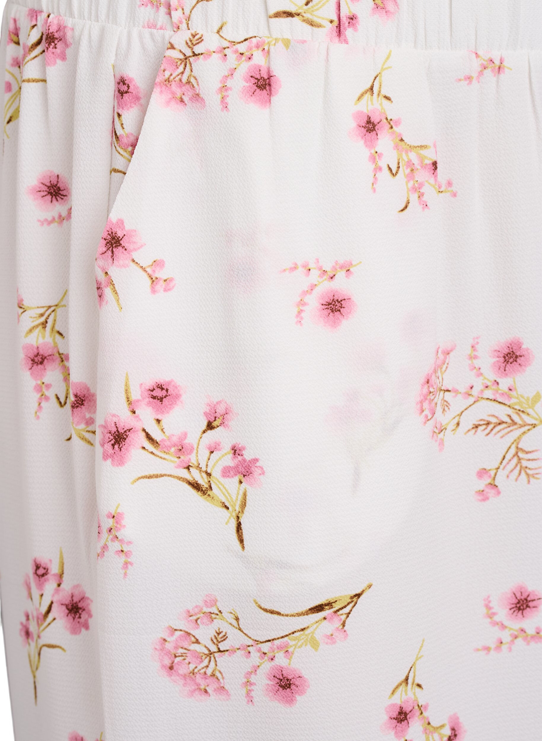 Zizzi Culottebyxor med tryck, Vit, Packshot image number 2