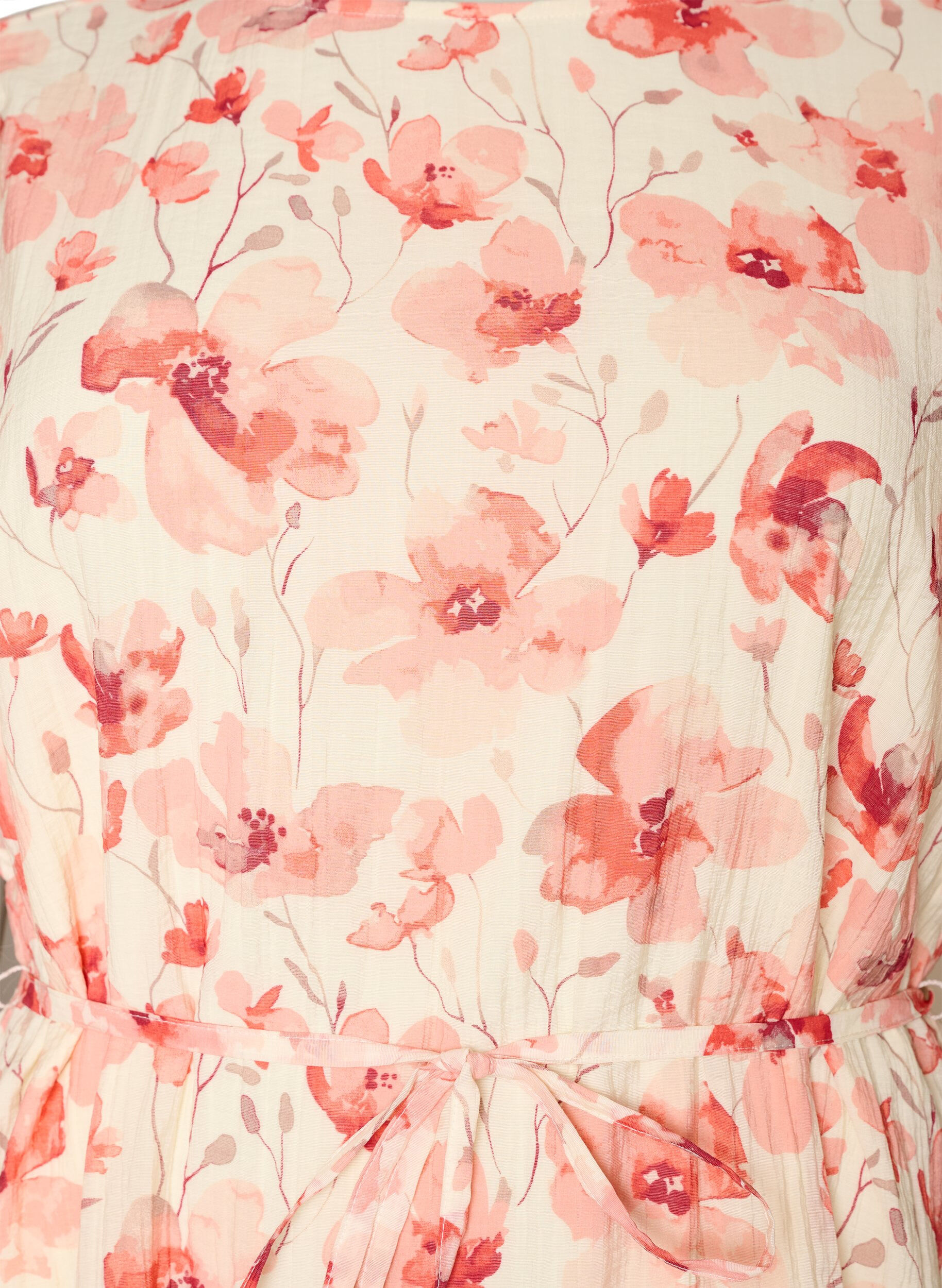 ZizziAnkell&aring;ng kl&auml;nning med fladder&auml;rmar och knytsk&auml;rp i midjan, Rosa, Packshot image number 2