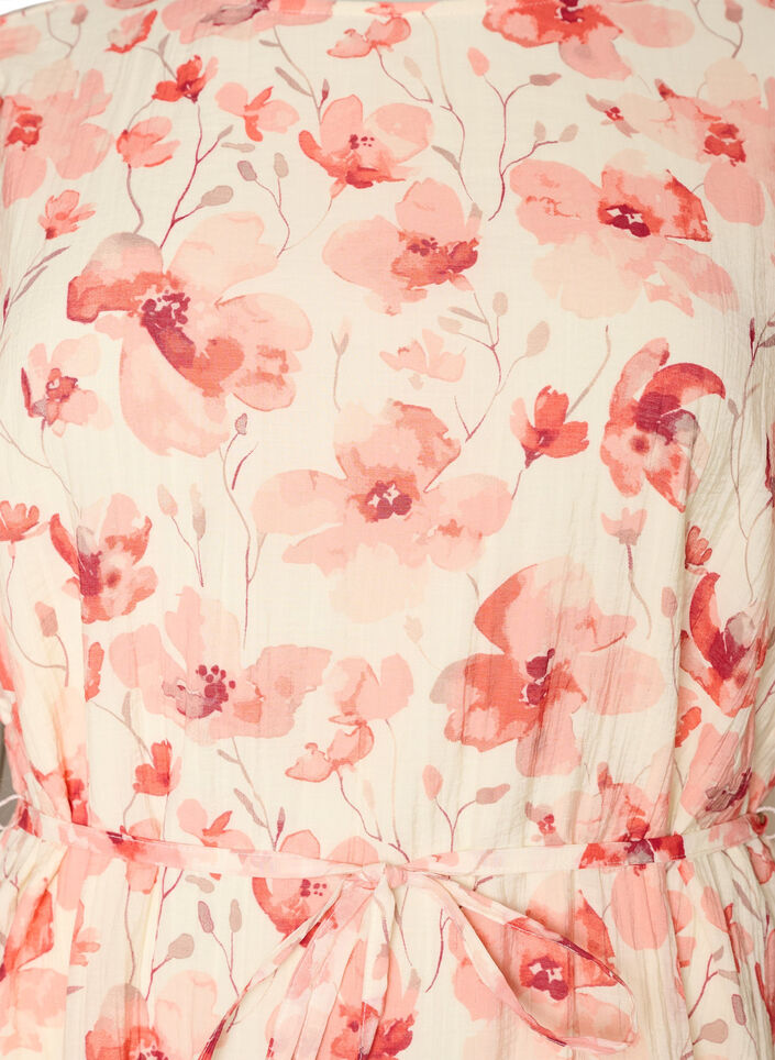Ankell&aring;ng kl&auml;nning med fladder&auml;rmar och knytsk&auml;rp i midjan, Rosa, Packshot image number 2