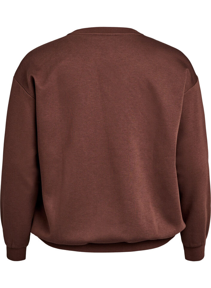 Sweatshirt med broderad text, Brun, Packshot image number 1