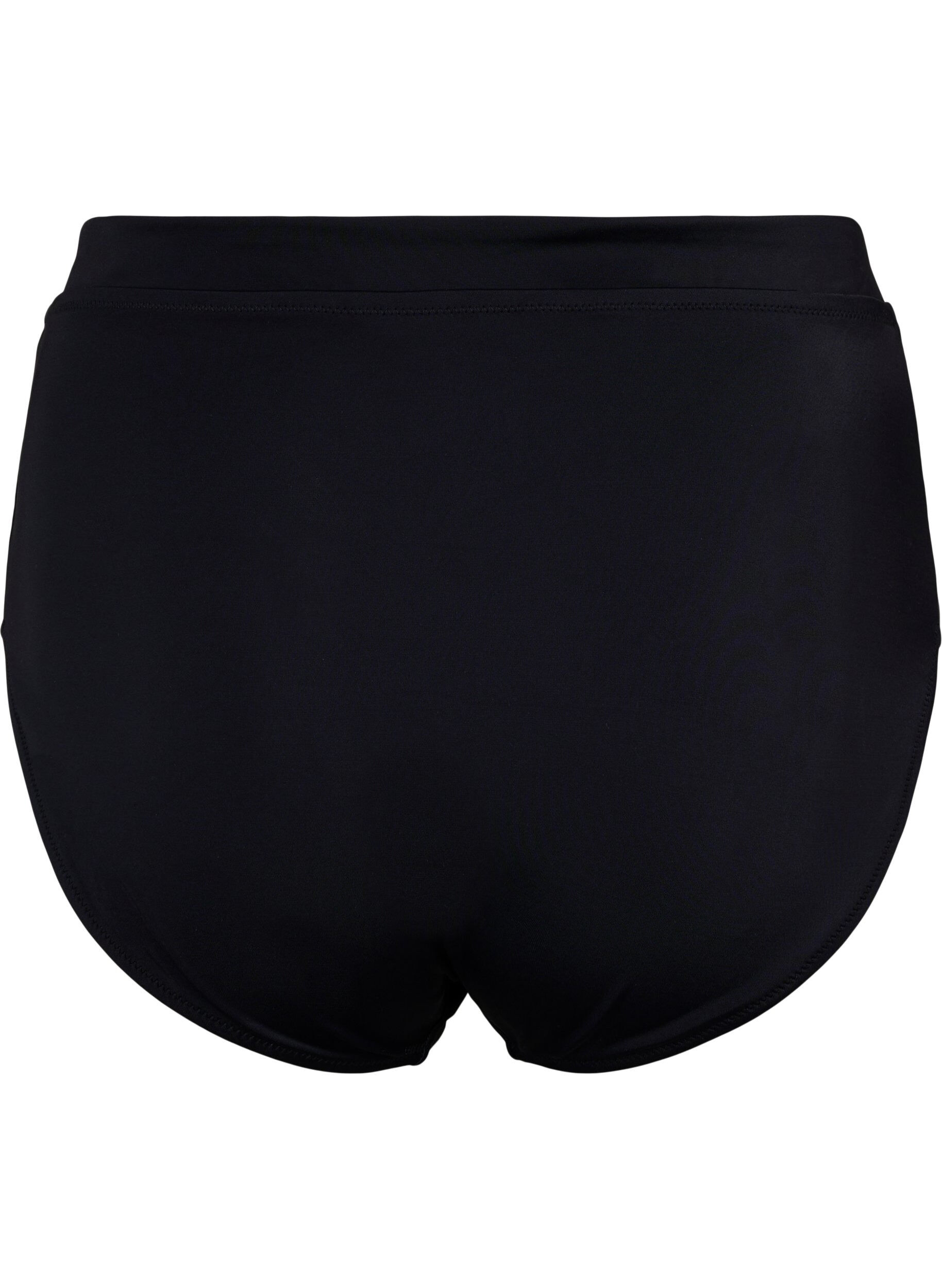 Zizzi Enf&auml;rgade bikinitrosor med h&ouml;g midja, Black, Packshot image number 1