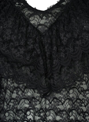 Kortärmad blus med volanger, Black, Packshot image number 2