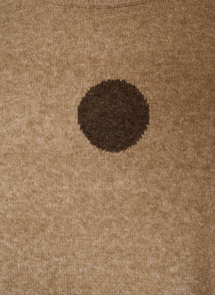 Stickad blus med prickigt m&ouml;nster, Brun, Packshot image number 2