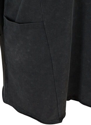 Sweatshirtklänning i bomull med acid wash och fickor, Black Acid Washed, Packshot image number 3
