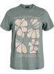 T-shirt i ekologisk bomull med text och blommigt tryck, Grön, Packshot image number 0