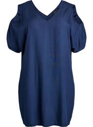 Strandklänning i viskos med axeldetalj, Blå