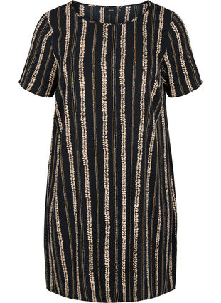 Mönstrad klänning med korta ärmar, Graphic Stripe, Packshot image number 0