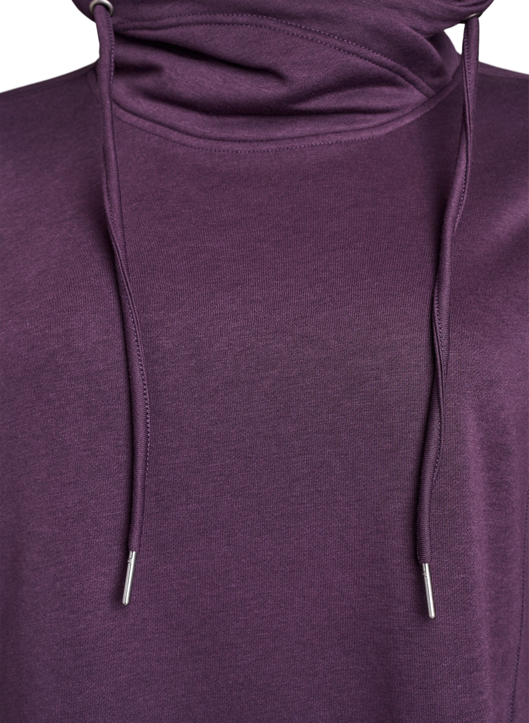 ZizziKort sweatshirtkl&auml;nning med h&ouml;g krage och fickor, Lila, Packshot image number 2