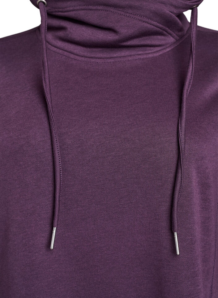 Kort sweatshirtkl&auml;nning med h&ouml;g krage och fickor, Lila, Packshot image number 2