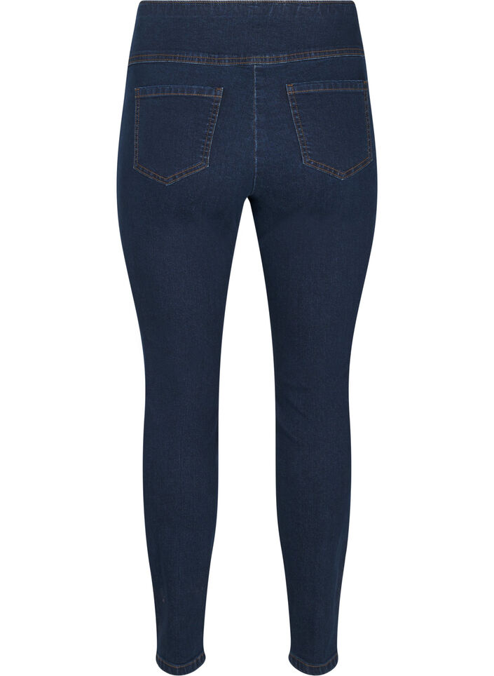 Stretchiga jeggings med hög midja, Dark Blue, Packshot image number 1