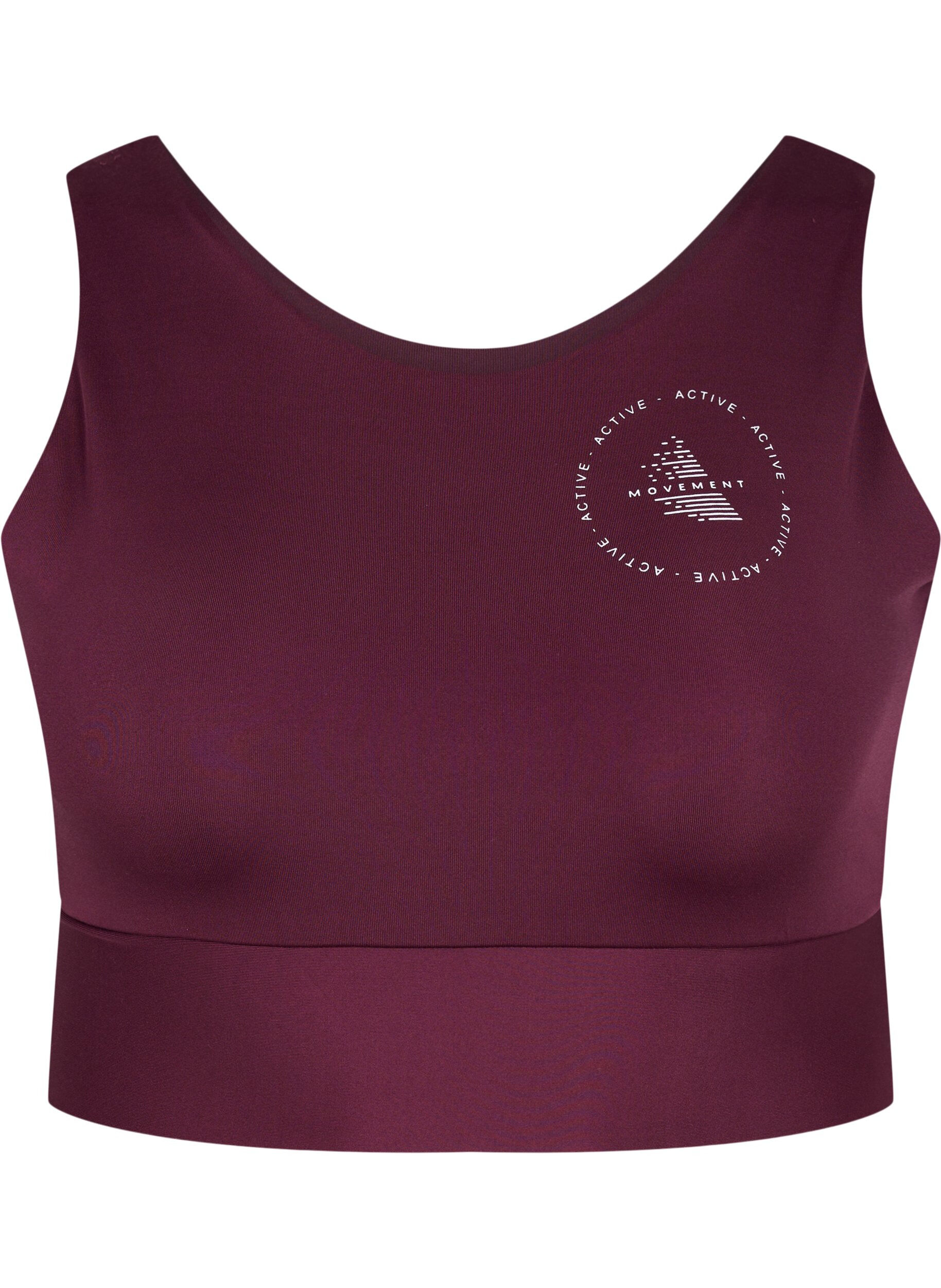 Zizzi CORE, MID SUPPORT SPORTS BRA - Sport-bh med v-rygg, Fig, Packshot image number 0