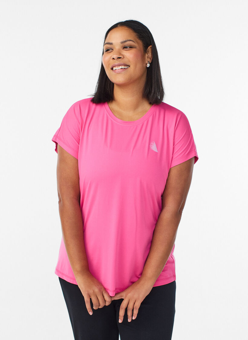 Enf&auml;rgad tr&auml;nings-T-shirt, Rosa, Model image number 0