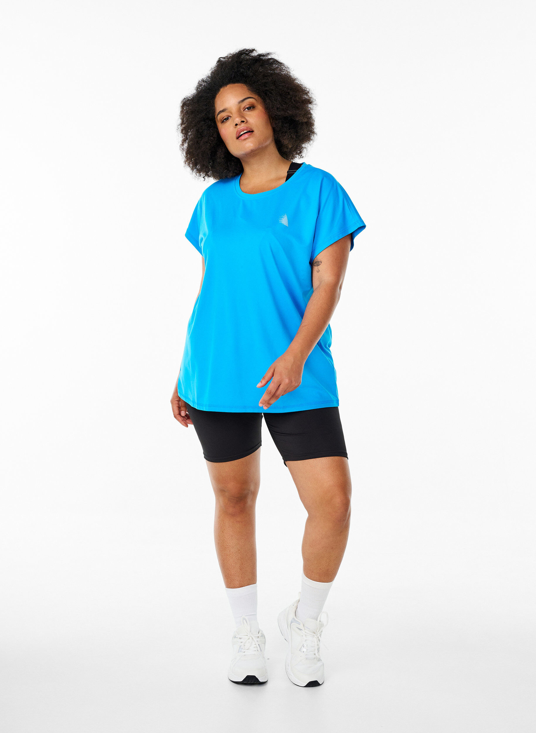 ZizziEnf&auml;rgad tr&auml;nings-T-shirt, Bl&aring;, Model image number 1