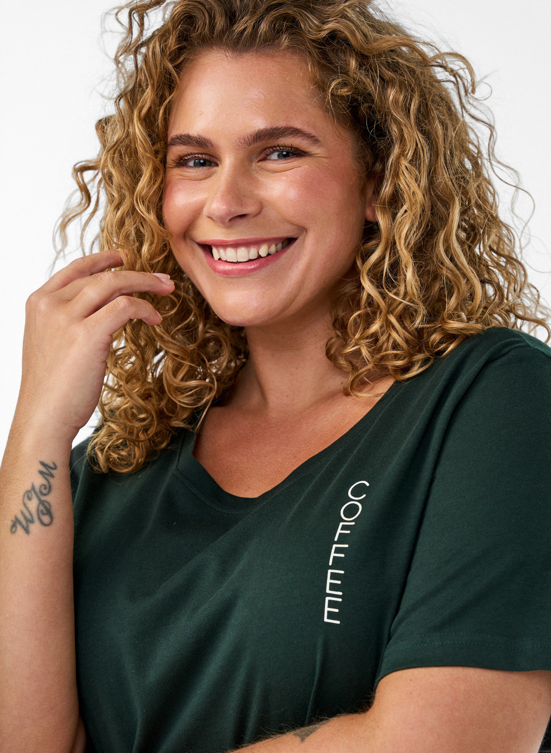 ZizziMidi-nattlinne i ekologisk bomull, Gr&ouml;n, Model image number 2