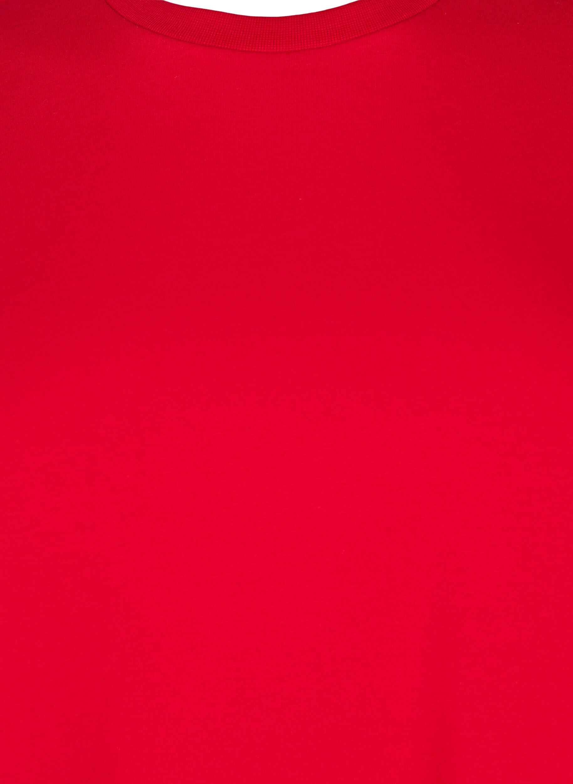 Zizzi T-shirt i ekologisk bomull med rund halsringning, Salsa, Packshot image number 2