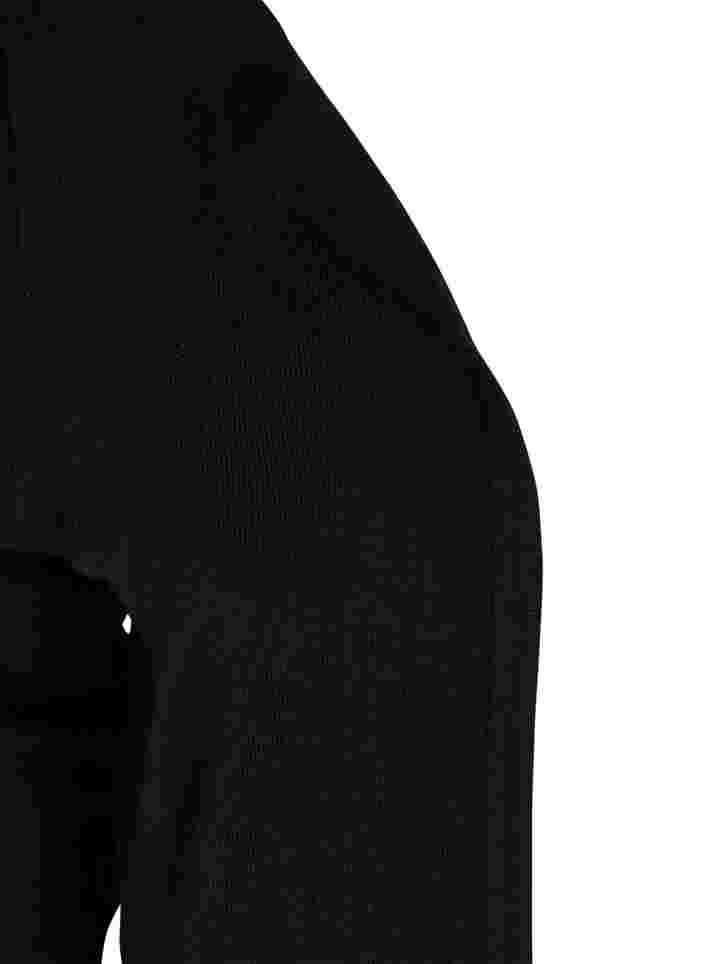 Stickad cardigan med volanger och fickor, Black, Packshot image number 2