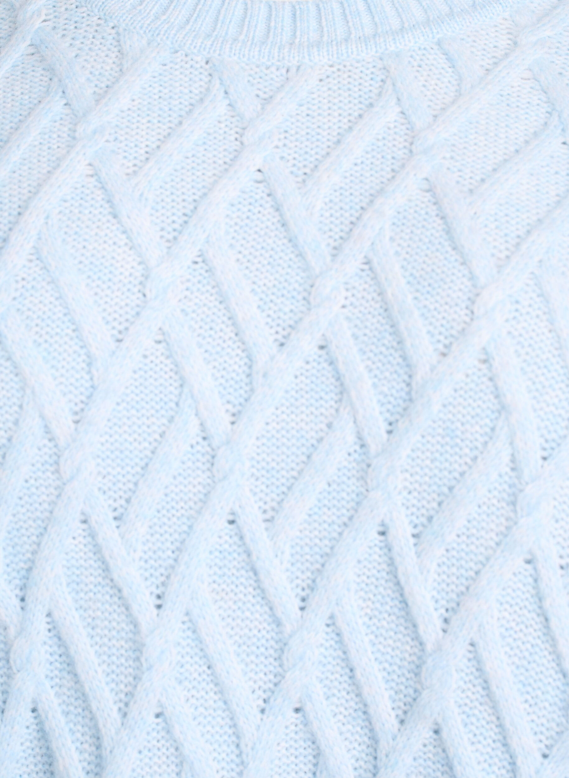 Zizzi Stickad tr&ouml;ja med kabelm&ouml;nster och rund hals, Bl&aring;, Packshot image number 2