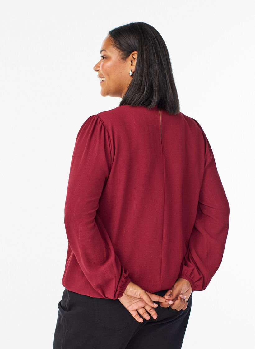 Blus med glitter, M&ouml;rk Bordeaux, Model image number 2