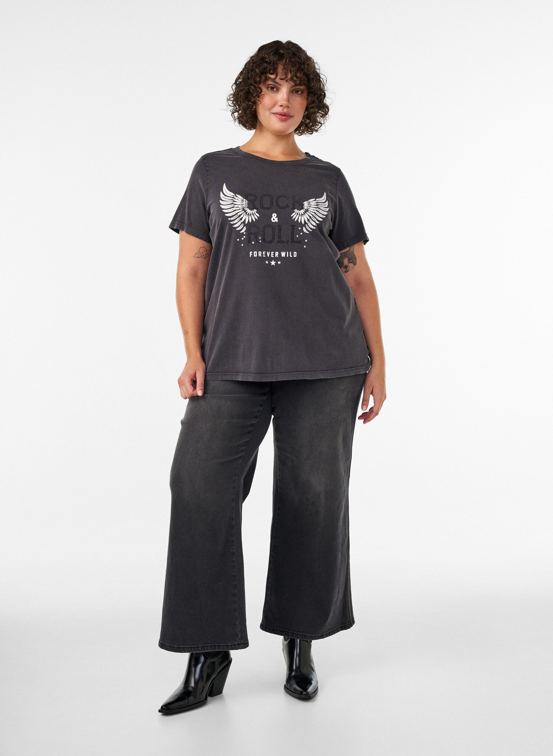 ZizziT-shirt i ekologisk bomull med tryck, Svart, Model image number 1