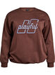 Sweatshirt med broderad text, Brun, Packshot image number 0