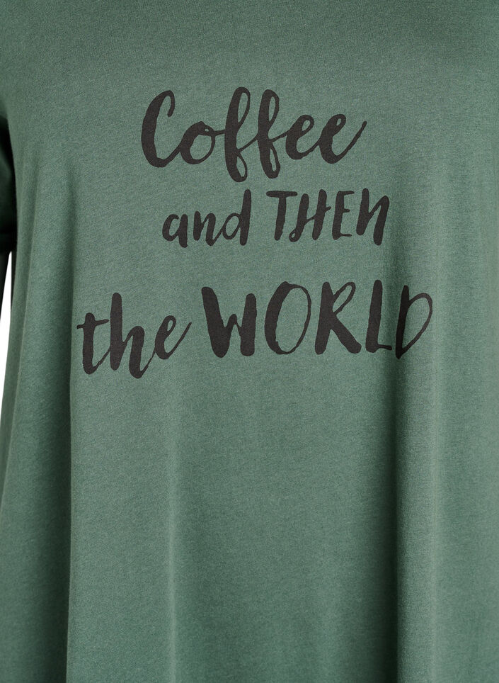 Kort&auml;rmat nattlinne i ekologisk bomull, Gr&ouml;n, Packshot image number 2