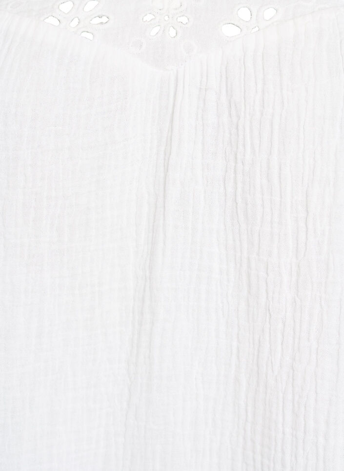Blus i bomullsmuslin med broderie anglaise och 1/2-&auml;rm, Vit, Packshot image number 2